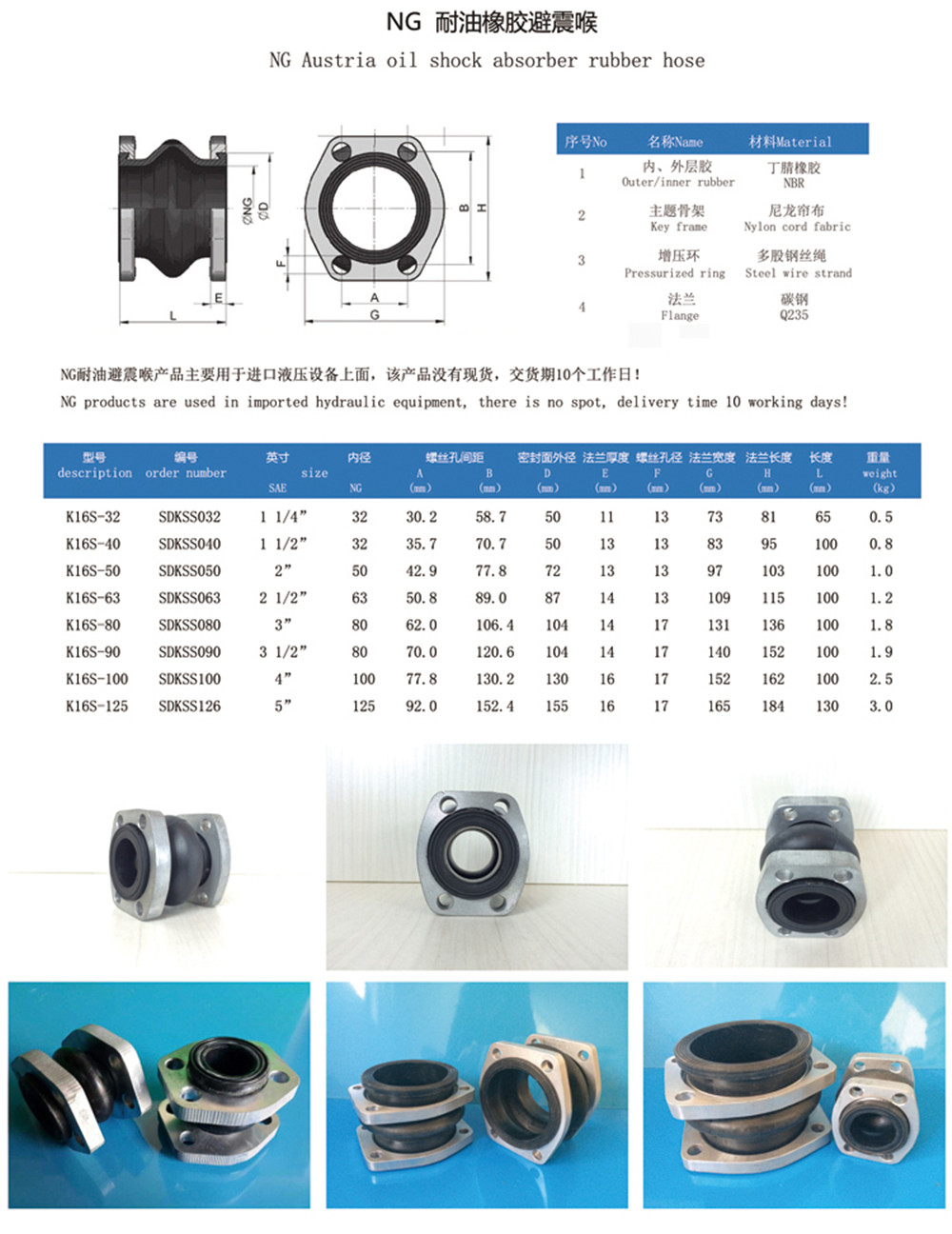 NG菱形法蘭橡膠避震喉產品規(guī)格